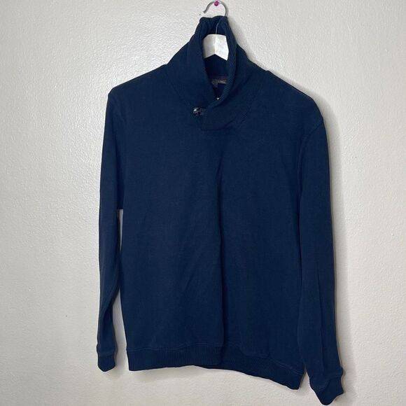 Tasso Elba Sweater Mens XL Black Pullover Cowl Neck Long Sleeve Cotton Knitted - Picture 1 of 8